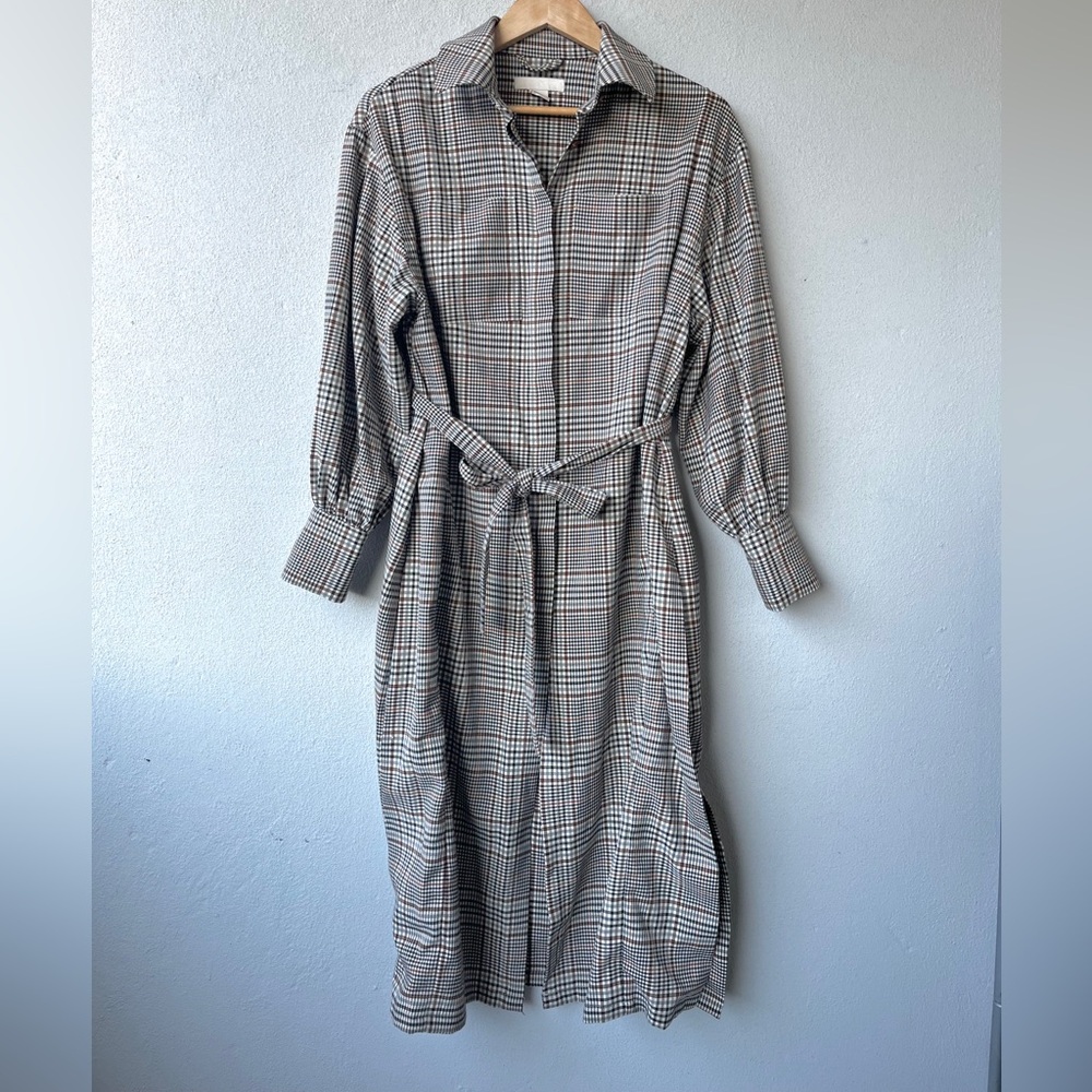 H&M | Plaid Belted Midi Duster Coat